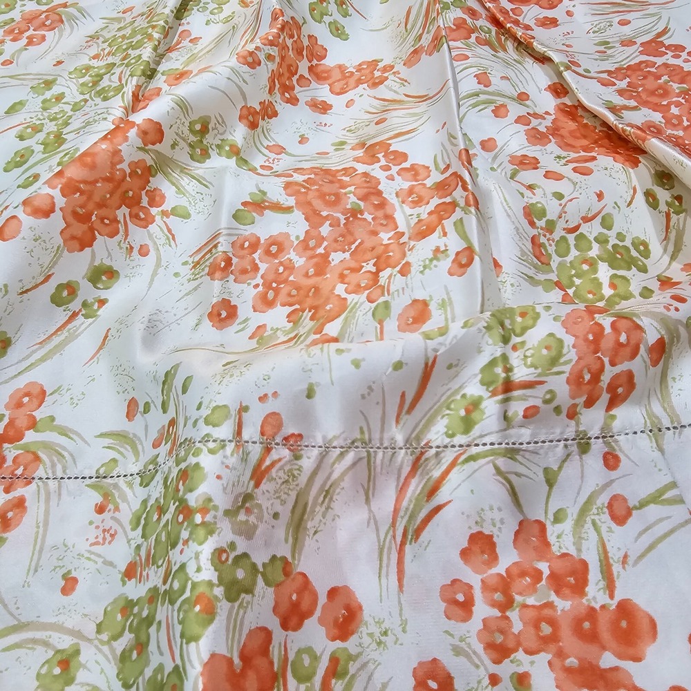 Talbots Fit and Flare Dress 14 Cream Orange Floral 100% Silk Surplice V-Neck - Picture 5 of 7